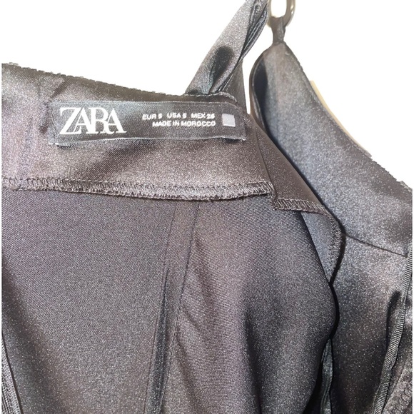Black Satin Zara Maxi Dress with Slit: size small - Picture 2 of 3
